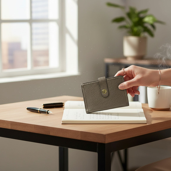 Vintage Y2K RELIC Bronze Vegan Pebble Leather Snap Clutch Wallet Petite Metallic - Picture 2 of 9